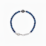 Blue Tigers Eye Black Pearl Bracelet with polished blue tiger's eye beads and black freshwater pearl