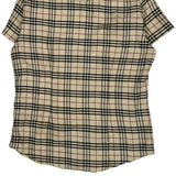Burberry Checked Short Sleeve Shirt - Small Beige Cotton