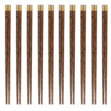 Anygleam Dark Brown 10pairs Wooden Chinese Sticks Set Food Kitchen Tableware