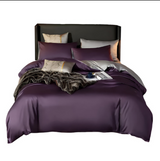 Anycozy UK King Bed Sheet Set – Purple & Light Grey Ultra‑Soft Luxury Egyptian Cotton Bedding Cover, 4‑Piece Ensemble