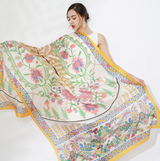 Anyyou 100% Mulberry Silk Yellow Scarf Women Luxury Long Shawl – Beach Wear, Swimwear Cover Up, Pashmina Face Shield Foulard Fashion Accessory