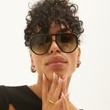 Ivy Luxe - Olive Tangle-Free Round Aviator Sunglasses