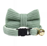 Anypet Stylish Sage Green Bow Cat Collar – Large Size with Safety Buckle, Bell & Durable Strap