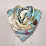 Anyu Fashion Premium Satin Square Scarf – Grey Silk-Feel Neckwrap for Women