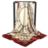 Anyyou Fashion Premium Satin Square Scarf – Beige Red 649 Silk-Feel Neckwrap for Women
