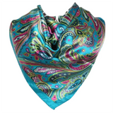 Anyyou Fashion Premium Satin Square Scarf – Blue Silk-Feel Neckwrap for Women