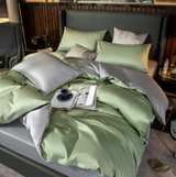 Anycozy Duvet Comforter Set King Green/ Light Grey Egyptian Cotton Thick Blanket Bedspread 6 Pcs Bed Set