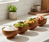 Anygleam Brown 4pcs Wooden Bowls Food Kitchen Tableware