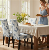 Anyseat White with Blue Butterfly Design Chair Cover – Elastic Slipcover with Anti‑Dirt Protection for Dining Room, Kitchen, Wedding, Hotel, Banquet & Restaurant