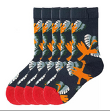 Anyfootwear 5 Pairs Size 5-9 Unisex Long Socks Cartoon Yellow Bird Print Design Warm Winter Socks Comfortable Casual Foot Accessories