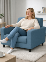 Anyseat 1-Seater Sofa Cover – Plain Grey Blue Style Slipcover for Living Room Chair Protection