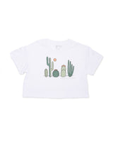 Cactus Friends Women's Crop Tee | White