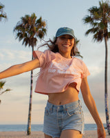 Sundown Palms Women's Crop Tee | Blush