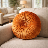 Anyhouz Pleated Round Pillow – Soft Cushion Filled Decorative Throw Pillow