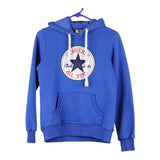 Age 13-14 Converse Spellout Hoodie - XL Blue Cotton Blend