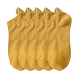 Anyfootwear 5 Pairs One Size 4-5 Mustard Fashion Funny Unisex Cotton Short Socks 3D Stereoscopic Heel Embroidery Cute Candy Color Casual Socks