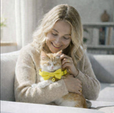 Anypet Stylish Mustard Yellow Bow Cat Collar – Small Size with Safety Buckle, Bell & Durable Strap