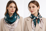 Anyyou Fashion Premium Satin Square Scarf – Green Silk-Feel Neckwrap for Women