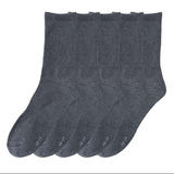 Anyfootwear 5 Pairs Unisex Long Cotton Socks Size 6-9 Dark Grey High Quality Office Business Sports Skateboard Knitted Casual Solid Color Socks