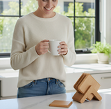 Anygleam Natural 6pcs Wooden Coasters Cup Kitchen Tools Accessories