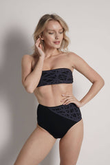 Lillian Strapless Bikini Top in Black/Navy