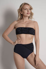 Lillian Strapless Bikini Top in Navy/Black
