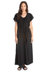 Belted Long Dress - Organic Cotton - Black