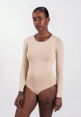 Organic Cotton Long Sleeve Crew Bodysuit, Oat