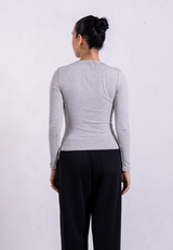 Organic Cotton Crew Long Sleeve T-Shirt, Light Grey Marl