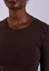 Organic Cotton Crew Long Sleeve T-Shirt, Hot Fudge