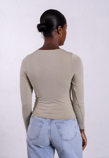 Organic Cotton Crew Long Sleeve T-Shirt, Sage Grey