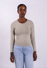 Organic Cotton Crew Long Sleeve T-Shirt, Sage Grey