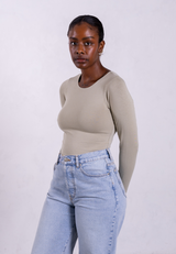 Organic Cotton Crew Long Sleeve T-Shirt, Sage Grey