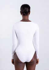 Organic Cotton Long Sleeve Crew Bodysuit, White
