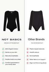 Organic Cotton Long Sleeve V-Neck Bodysuit, Black