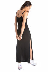 long spaghetti dress - black