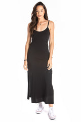 long spaghetti dress - black