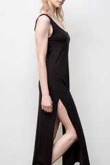 Long Tank Dress - Organic Cotton - Black