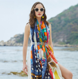 Anyyou 100% Mulberry Silk Blue Scarf Women Luxury Long Shawl – Beach Wear, Swimwear Cover Up, Pashmina Face Shield Foulard Fashion Accessory