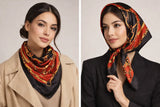 Anyyou Fashion Premium Satin Square Scarf – Black Red Elegant Silk-Feel Neckwrap for Women