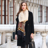 Anyyou 100% Pure Merino Wool Cream Poncho Winter Large Scarf Pashmina Shawl Bandana Neck Wrap For Women