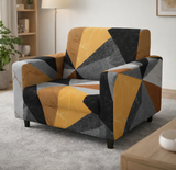 Anyseat 1-Seater Sofa Cover – Golden Yellow Geometric Style Slipcover for Living Room Chair Protection