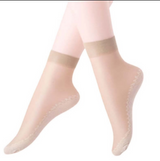 Anyfootwear 10 Pairs Free Size Women Fashion Socks High Quality Velvet Silk Breathable Soft Cotton Bottom Moisture Wicking Non-Slip Spring Summer Beige
