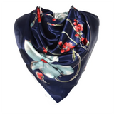 Anyyou Fashion Premium Satin Square Scarf – Navy Blue Red Silk-Feel Neckwrap for Women