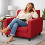 Anyseat 1-Seater Sofa Cover – Plain Red Style Slipcover for Living Room Chair Protection
