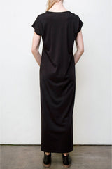 Maxi V Neck Dress - Organic Cotton - Black