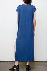 Maxi V Neck Dress - Organic Cotton - Blue