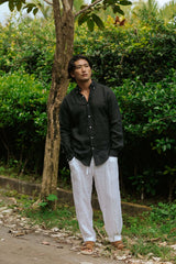 Men's linen shirt - Black