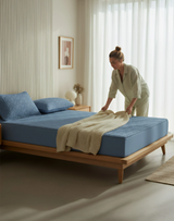 Anycozy Mattress Cover Blue King Size Pure Cotton Soft Quilted Bed Sheet Anti-bacterial Protector Cover