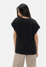 Muscat - Bold Shoulder Tee - Black Sand